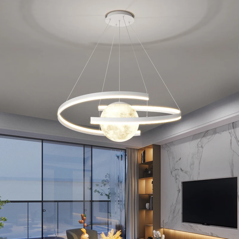 Nordic Business Pendant Lamp Chandelier For Living Bedroom Office Dining Table 3-color  Black White Ball Indoor Home Decoration