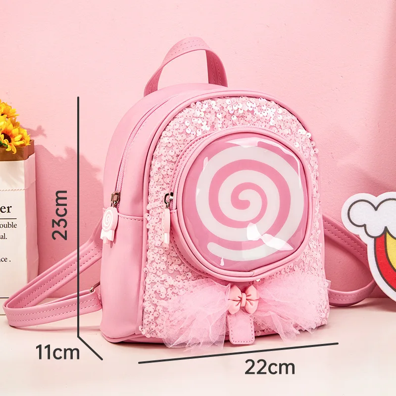 Girls\' backpack leisure travel candy design LED light fashionable and cute children\'s backpack suitable for girls as gifts