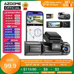 Upgrade AZDOME M550 Pro Car DVR Dash Cam 4K 5.8Ghz WiFi 2/3 Cameras Front/Cabin/Rear Cam GPS Night Vision Parking Monitor داش كا