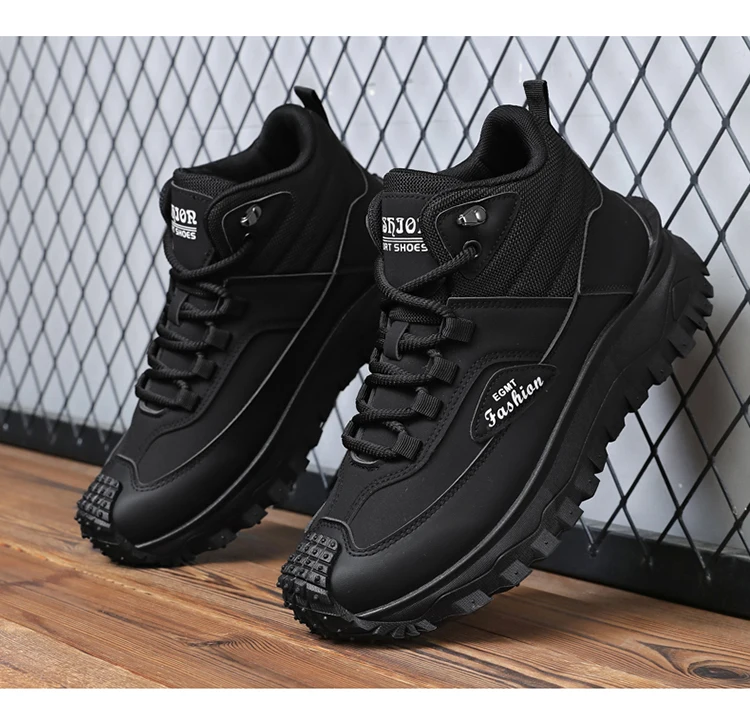 Herren-Outdoor-Wanderschuhe mit Farbblockdesign, bequemem Futter, flexibler, rutschfester, gezahnter Außensohle, hervorragendem Halt, geeignet für Outdoor-Wanderungen, Freizeitaktivitäten, Bergsteigen und Camping. – Detail 24