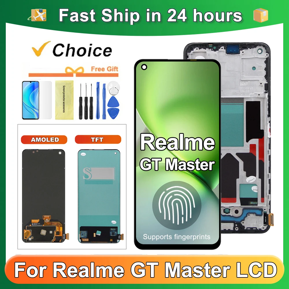 AMOLED For OPPO Realme GT Master For GT Master Edition RMX3363 RMX3360 LCD Display Touch Screen Digitizer Assembly Replacement