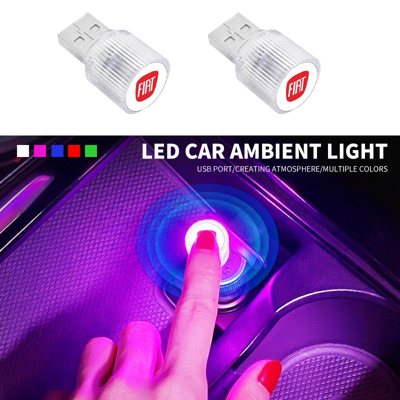 USB Car Interior Ambient Atmosphere Light LED Signal Lights For Fiat 500 Ducato Pondo Punto Panda FR Abarth Doblo Stilo Bravo