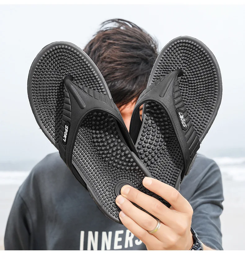 Kontrastfarben, Massage, rutschfeste Flip-Flops, schnelltrocknend und bequem, Strandsandalen, Sommer-Flip-Flops, modische Hausschuhe. – Detail 19