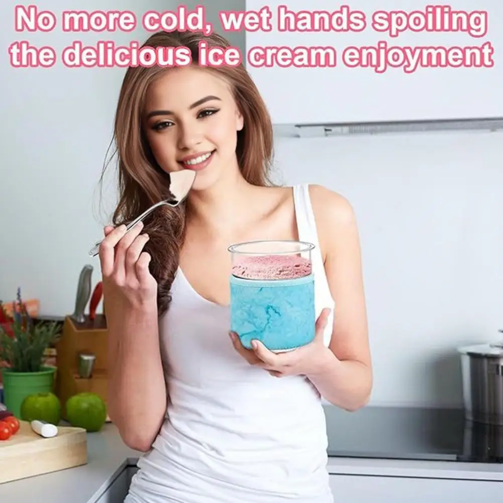 Manchon de crème glacée en pinte universelle, manchon de crème glacée en néoprène, ensemble de support de cuillère pour crème ninja, refroidisseur isolé pour sorbet