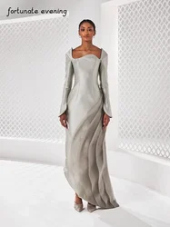 Robe de soirée élégante à col carré en argent, élégante, vintage, simple, personnalisée, occasion formelle, robe de Rh, quoi que ce soit