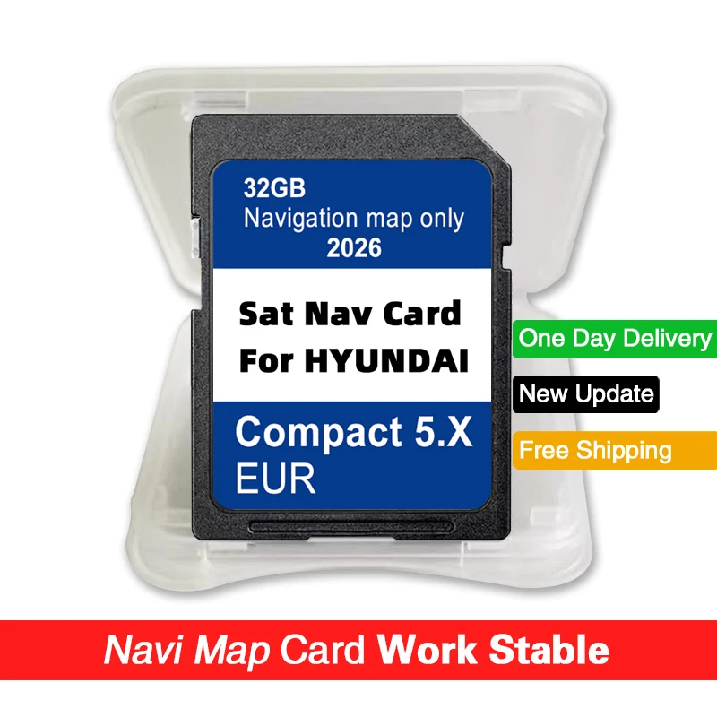 

Карта Европы и Великобритании 2026 для навигации GEN5 для Hyundai i10, i20, i30, i40, Kona, Santa Fe, Tucson, 32 ГБ GPS SD-карта, компактная, 5.X