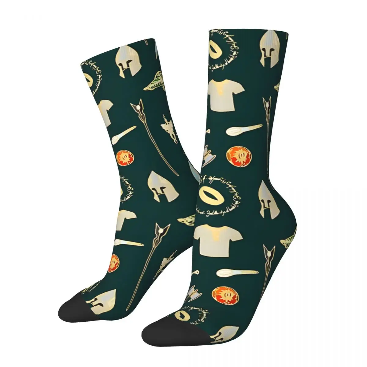 Men's Fantasy Pattern Crew Socks, Retro, Harajuku, Street Style, Novidade, Casual