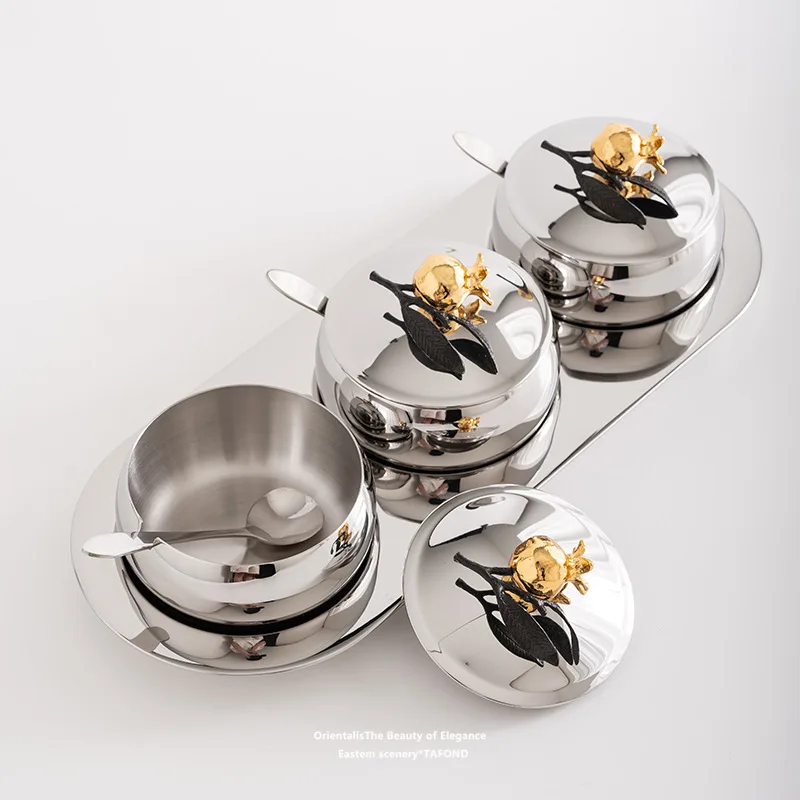 Stainless steel dried fruit plate light luxury household tea table food model house decorative ornament