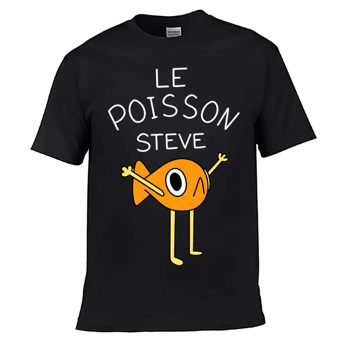 Le Poisson Steve Orange Cartoon Fish Character Street Loose Simple Tee