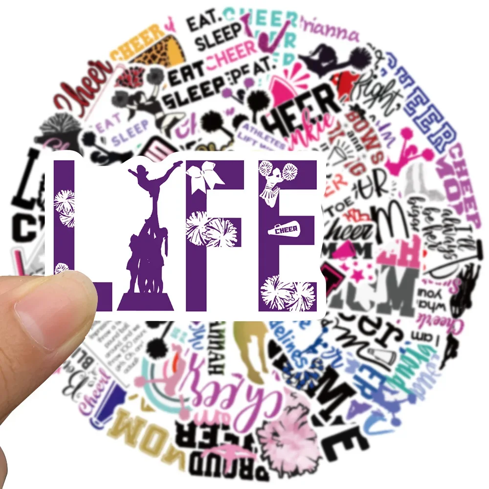 10/50Pcs Cartoon Cheerleading Stickers English Slogan Sticker Personalized Decoration Luggage Notebook Cute Kids Girl 