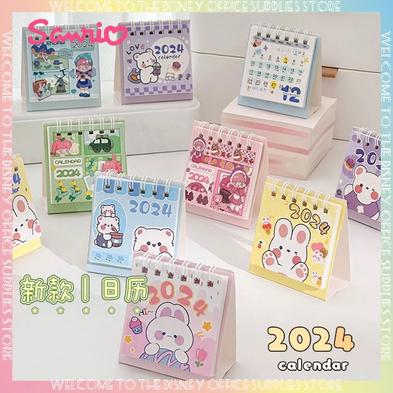 In 2024, The New Mini Desk Calendar Cute Desktop Cartoon Pupil Calendar With High Value And Simple Wind Punching Ornaments.