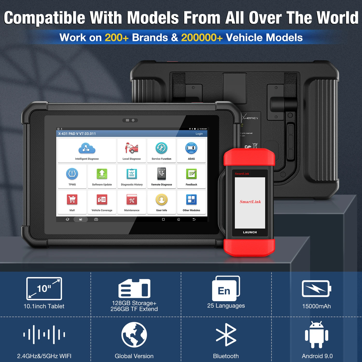 LAUNCH X431 PAD V Elite ECU-Codierungs-Scan-Tool, Topologiekarte, Vollsystem-Diagnosescanner, Vollständige bidirektionale Steuerung & 60+ Reset-Funktionen – Detail 13