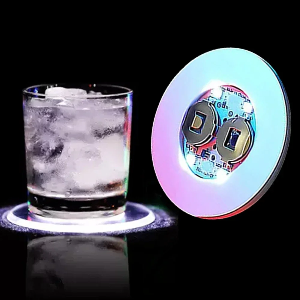 LED Light Emitting Sticker Coaster LED Bottle Light RGB Bottle LED Sticker Coaster  Flash Coaster