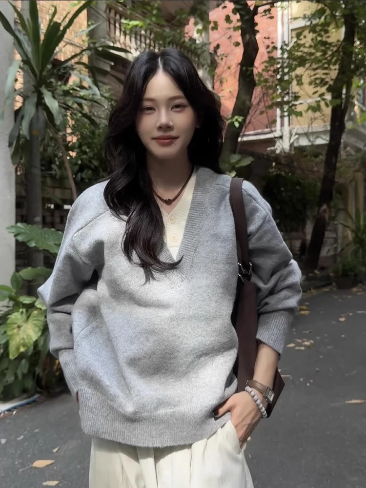 Thiened V-Ne tricots hommes automne hiver chaleur haute sensation Premium faux deux pièces lourd doux fibre de Polyester