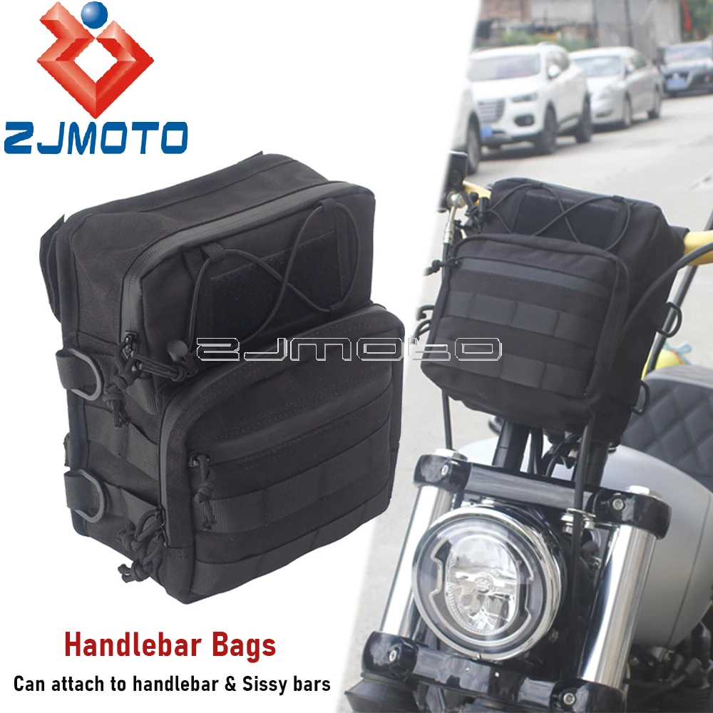 Universal Motorcycle Club Style Front Portable Handlebar Bag For Harley Softail Dyna Sportster XL Multi-functional T-bar Bags