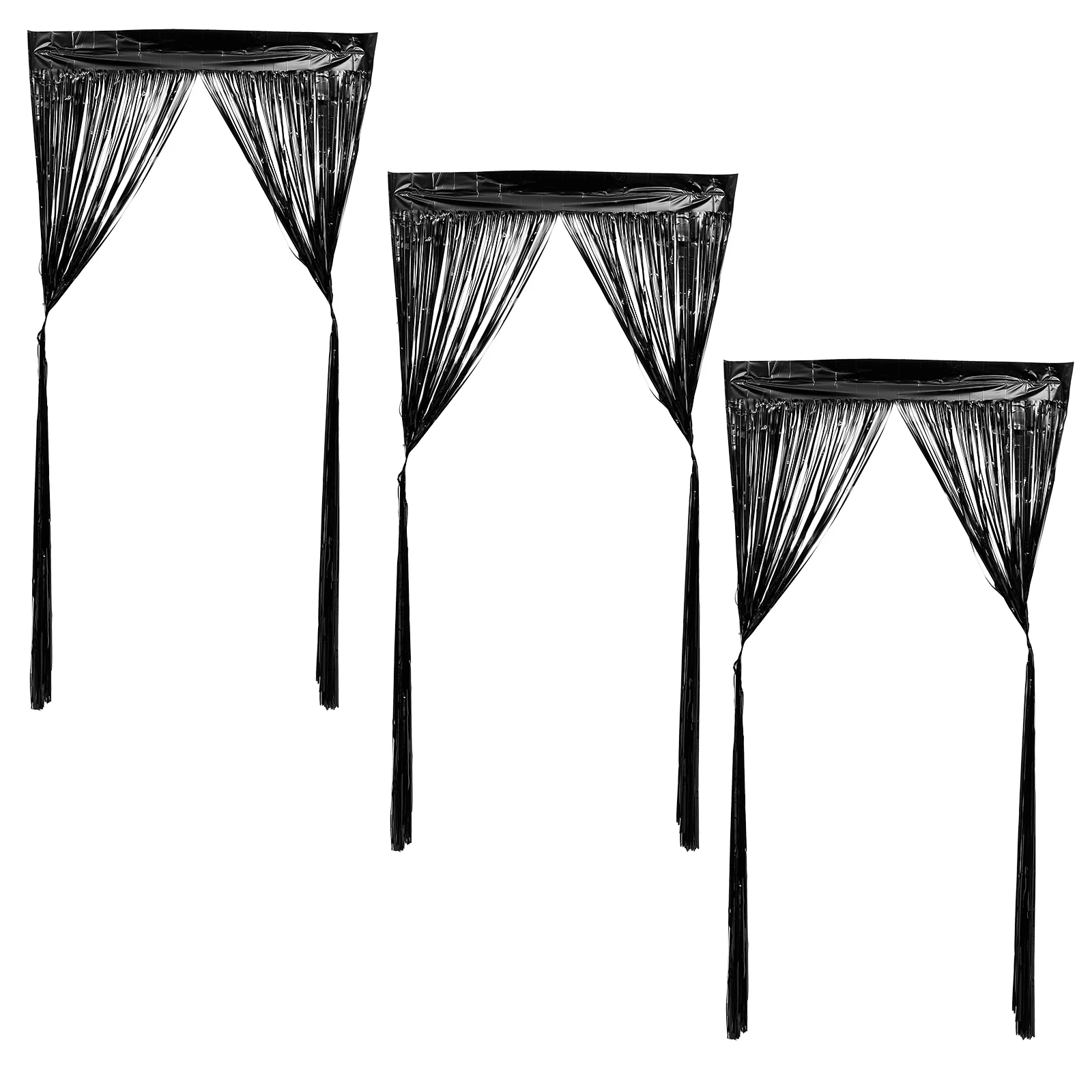 

3Pcs Metal Foil Fringe Curtains Vertical Gradient Design Easy Setup Wedding Party Birthday Backdrop Streamer Decoration