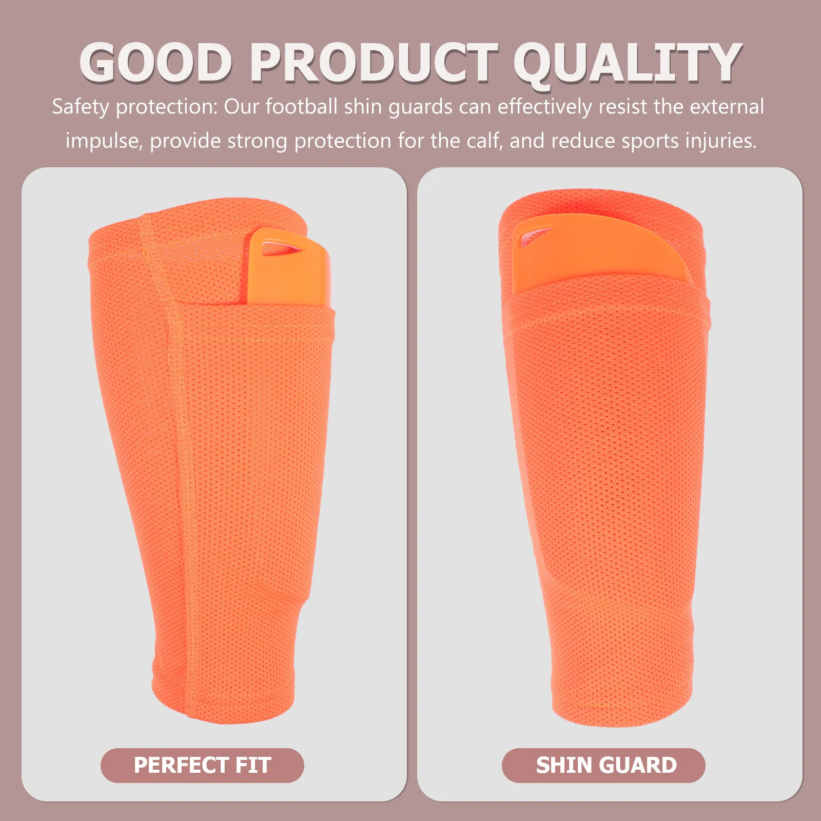 

1 Set Of Breathable Lightweight Football Shin Guard Board Orange Adult Soccer Leg Guard Pads Calf Sleeve Protective Gear Mesh