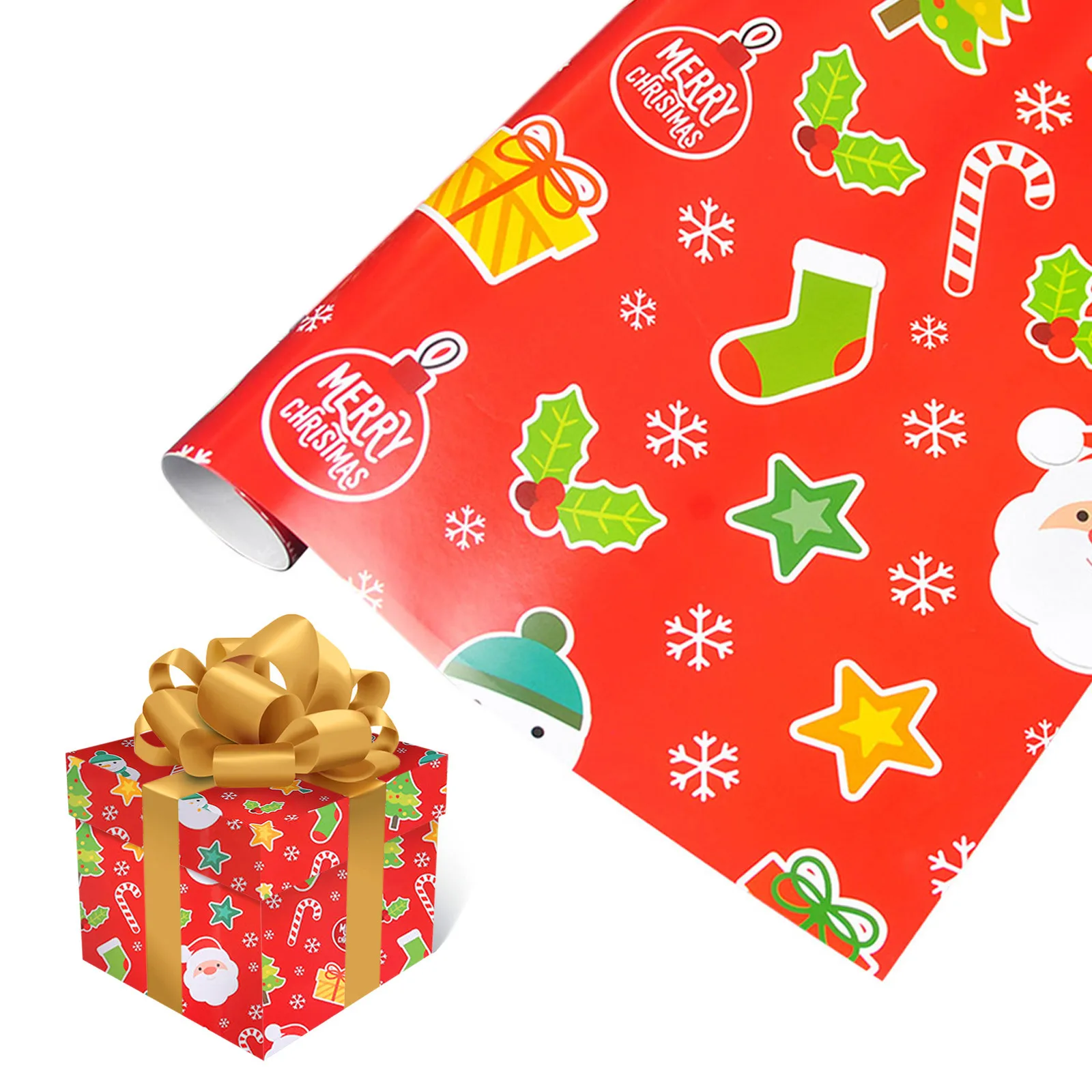 1PCs ( 75cmX51cm, 4.11 Square Feet)Single-sided Christmas Wrapping Paper, Classic Foil Christmas Wrap Penguin Wrapping Paper