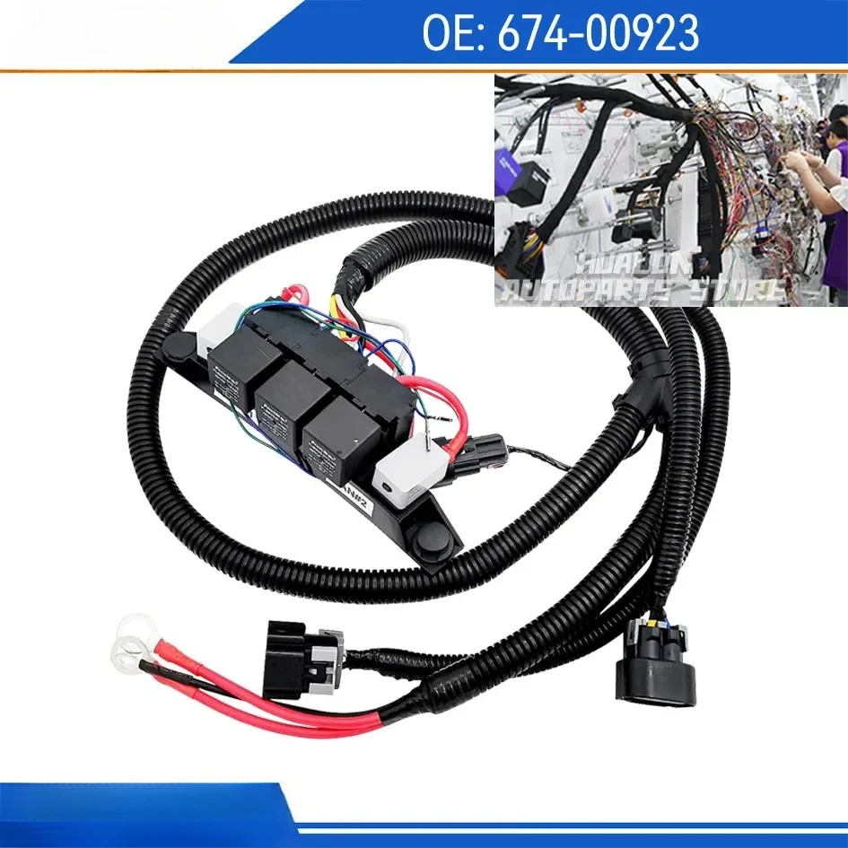 674-00923 JCTFN22 Electric Dual Fan Control Wiring Harness Fits for Chevy Silverado Tahoe GMC Sierra Yukon Replaces 67400923