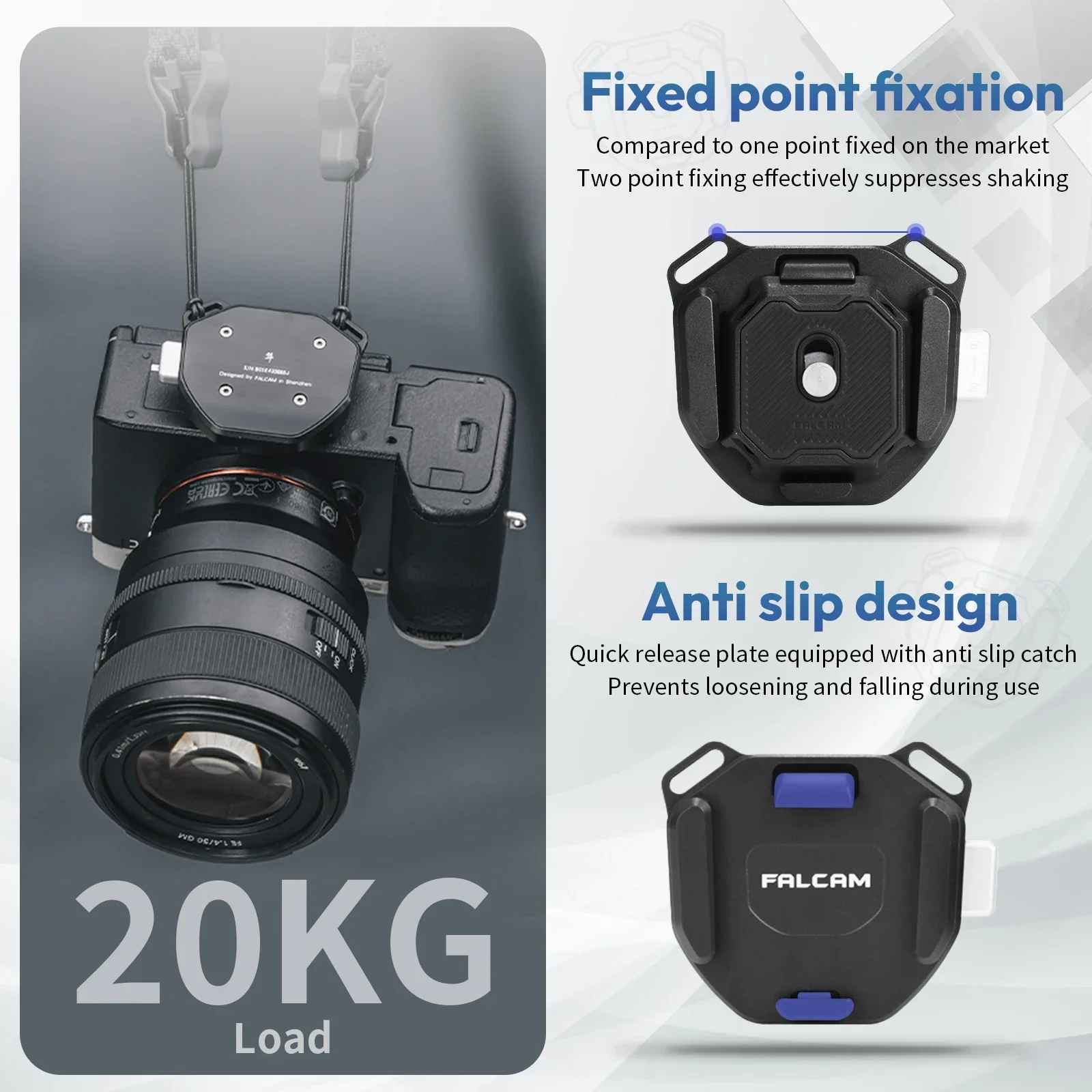 Falcam F38 Quick Release Schultergurt Basissatz V2 kompatibel mit F38 PD Fotopro PGY Schnellwechselplatte – Detail 4