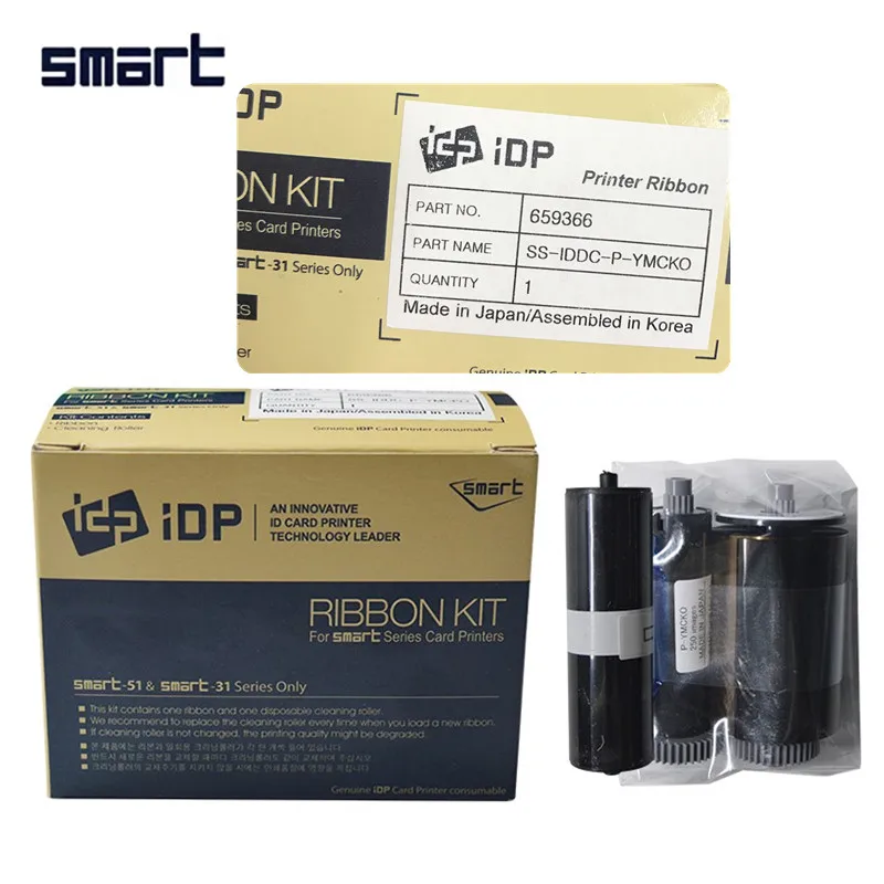 original Smart 659366 YMCKO 250 images IDP smart 31S 51S plastic card printer ribbon for idp 30 50 card printer