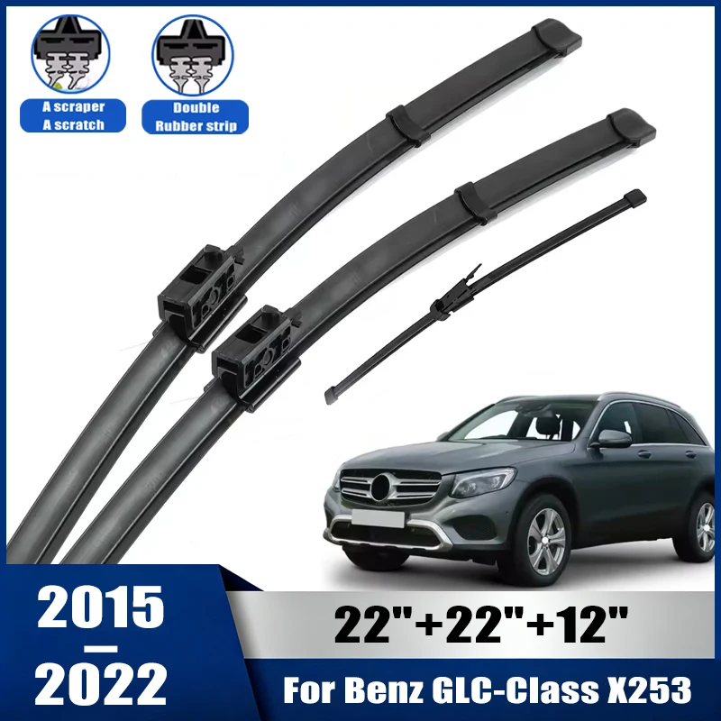 Wiper Front & Rear Wiper Blades Set For Benz GLC-Class X253 2015-2022 Windshield Windscreen Window 22''+22''+12''