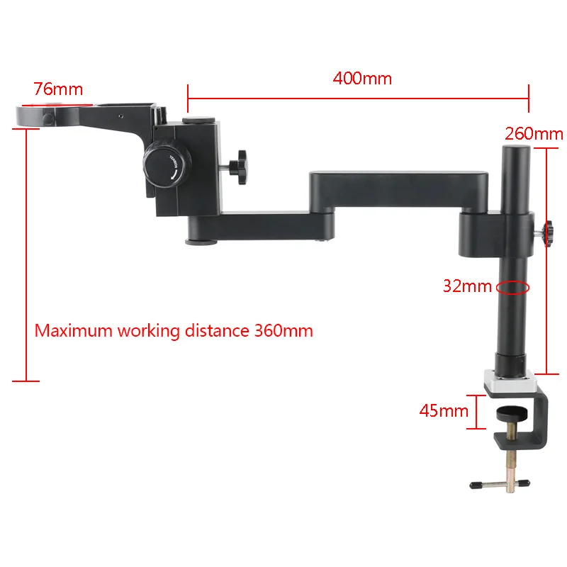 Extension Type Adjustable Direction Articulating Clamp Holder Bracket Arm 76mm Focusing Stereo Trinocular Microscopio Base Stand