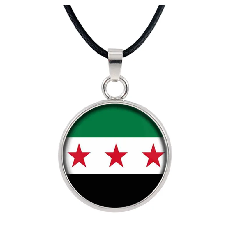 2024 New Jewelry Pendant New Syrian Flag Necklace Fashion Syria Map Double Sided Gemstone Keychain Bag Pendant for Women Men