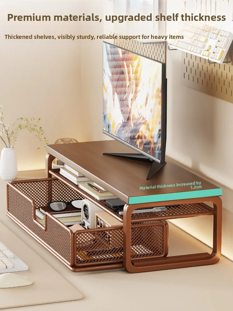 Multi-Functional Stand Desk Organizer Multi-Layer Storage Rack for Desktop Computer Laptop Monitor Heightening Bracket