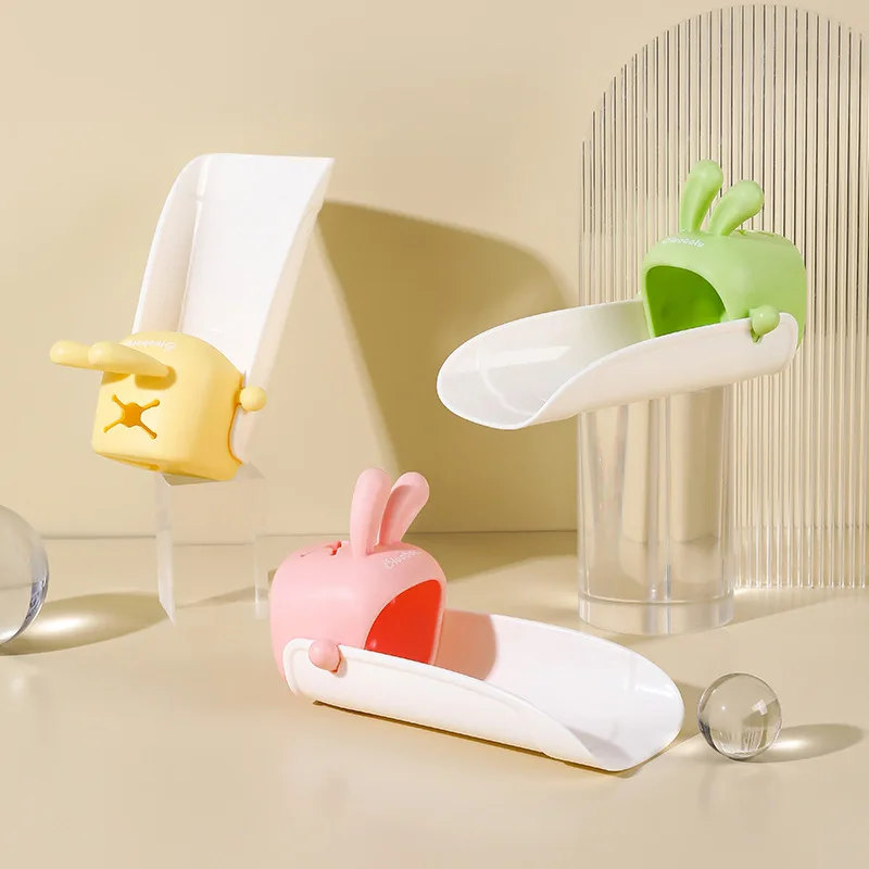 Rabbit Shaped Faucet Extender Silicone Cartoon Faucet Extender Children Hand Washing Tool Splash Proof for Kitchen Bathroom