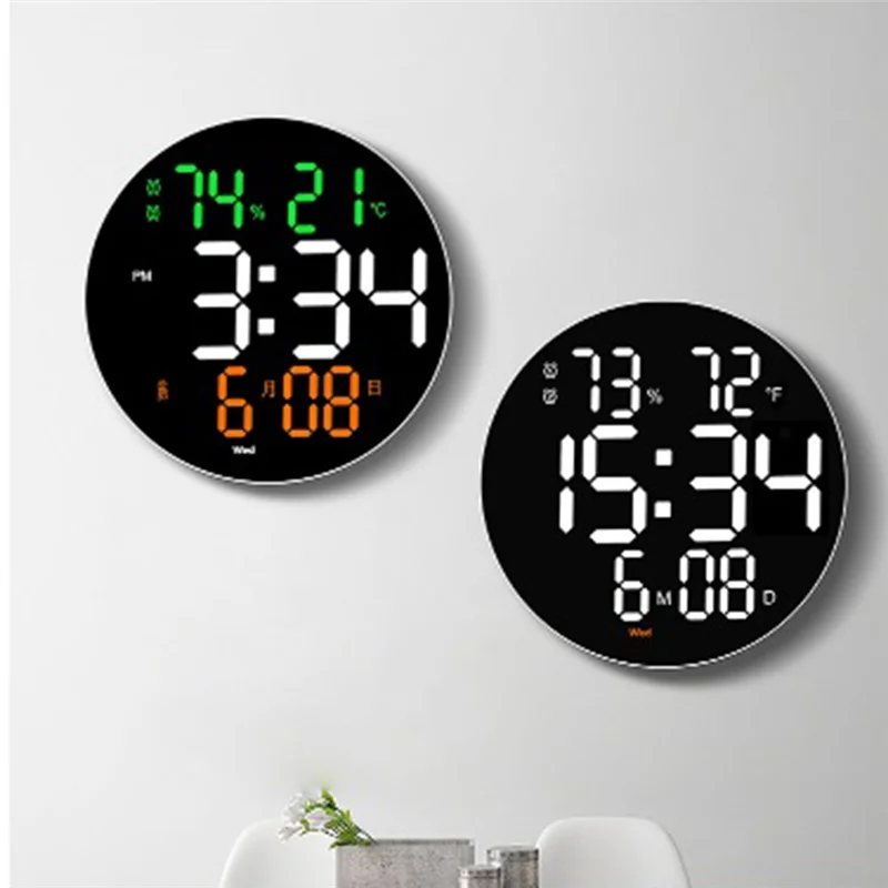 

A70P 10 Inch Digital Wall Clock With LED Display Remote Control Adjustable Brightness Digital Alarm Clock/Temp/Calendar/Date