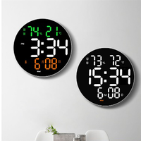 A70P 10 Inch Digital Wall Clock With LED Display Remote Control Adjustable Brightness Digital Alarm Clock/Temp/Calendar/Date