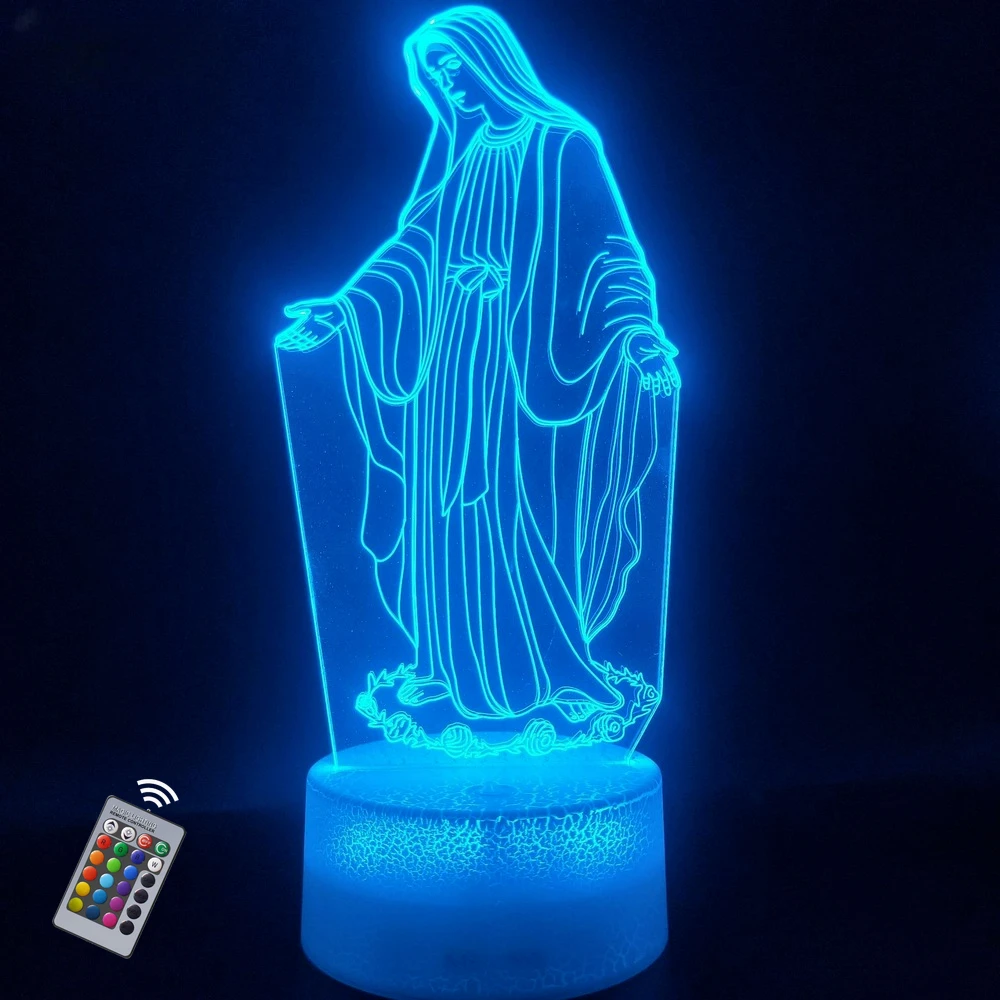 Nighdn 3D Night Light Jesus Illusion Lamp Touch Remote Control Led Christian Decorative Table Lamps Christian Prayer Lamp Gift