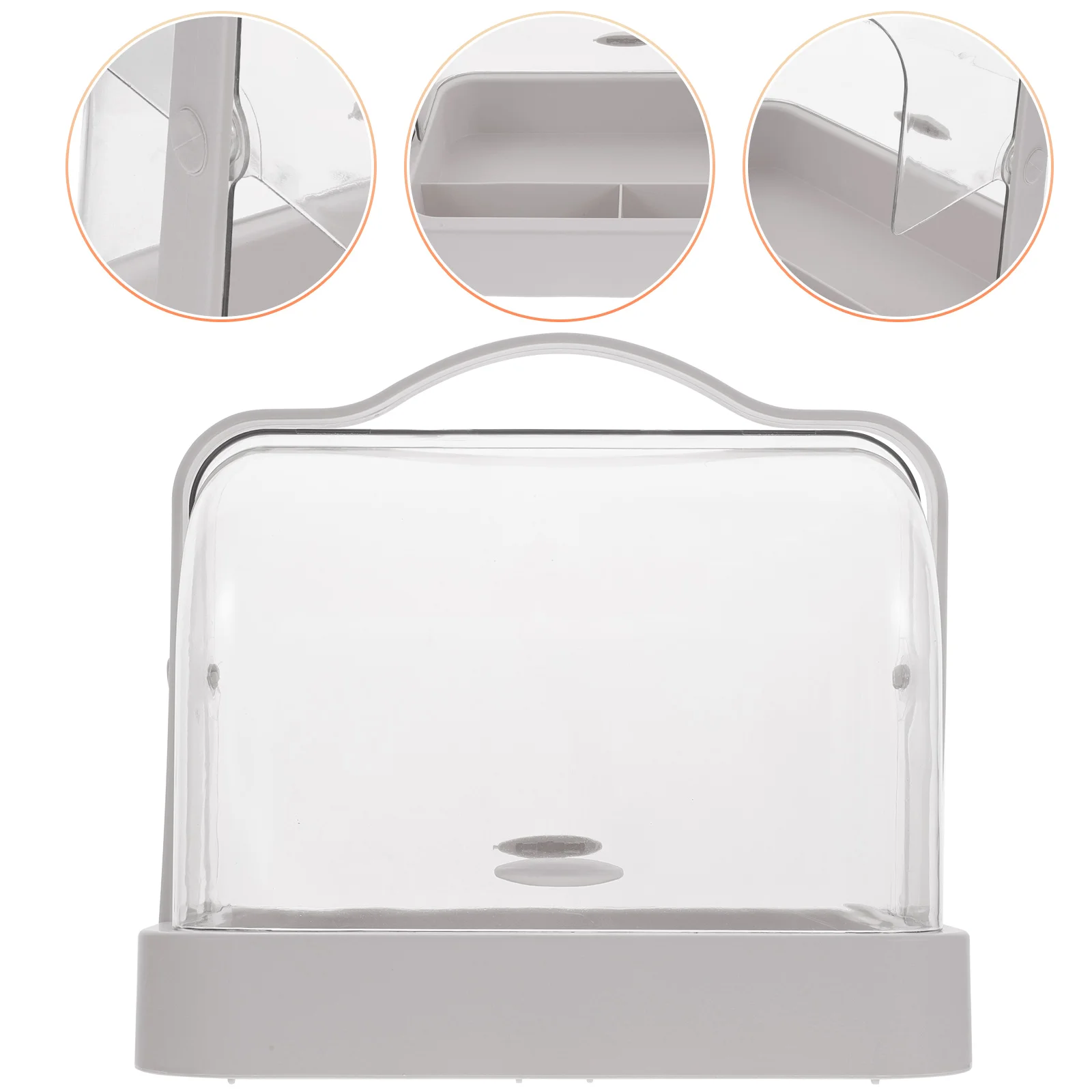 

Makeup Organizer Storage Box Desktop Holder For Skincare Mask Accessories Clear Lid Handle Clamshell Design