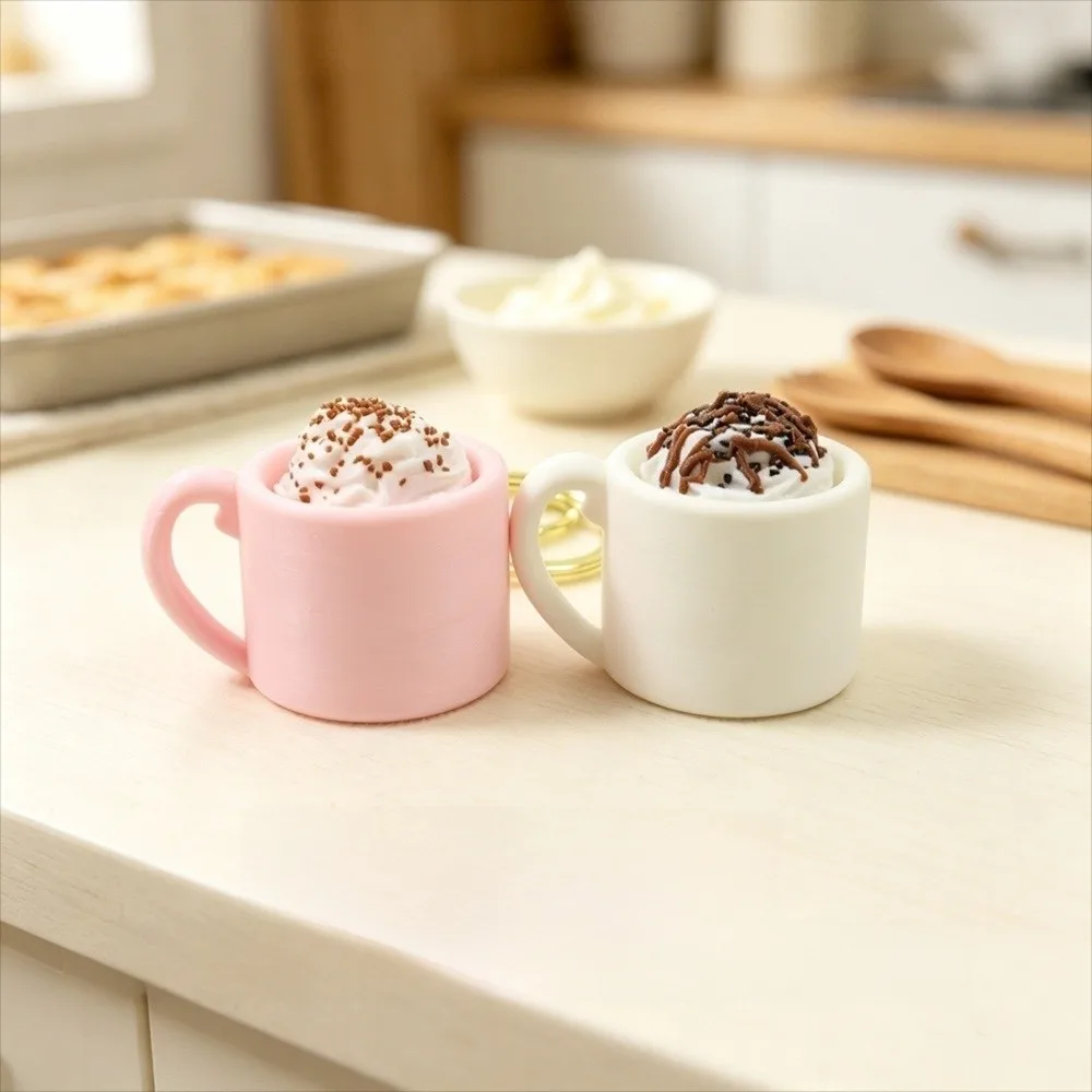 3D Printed Artificial Sundae Mug Clicker Coffee Cup Mug Shaped Mini Cup Fidget Pendant Click Sound Mechanical Click