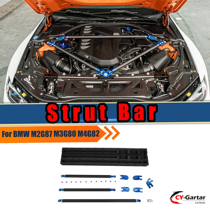 

Dry Carbon Fiber Car Engine Bonnet Hood Engine Strut Brace Tower Bar For 2021-2023 BMW G80 M3 G82 G83 M4 Hood Engine Tripod Part