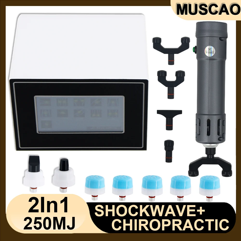 

250MJ Shockwave Therapy Machine ED Treatment Shockwave&Chiropractic Therapy Cervical Lumbar Pain 2IN1 Shock Wave