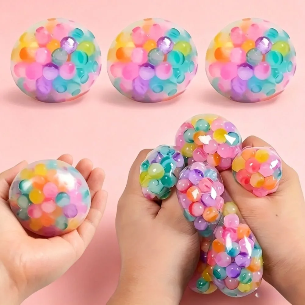 New Soft Rainbow Bead Stress Ball Squishy TPR Squishy Stress Ball Squeeze Toy Party Favors