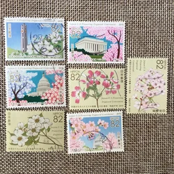 7Pcs/Set 2015 Japan Post Stamps Cherry Blossom To USA for 100 Years Marked Postage Stamps for Collecting