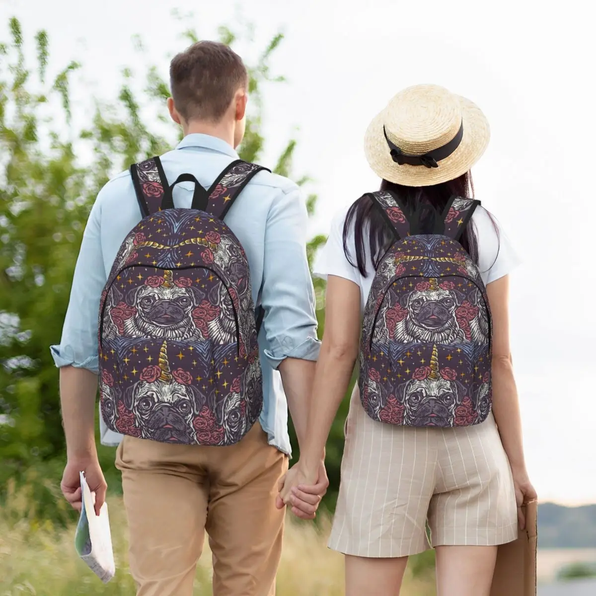 Tas punggung anak laki-laki perempuan, ransel sekolah pelajar anak laki-laki perempuan, tas punggung hewan peliharaan Puglife anjing, tas Dasar Taman kanak-kanak, mendaki