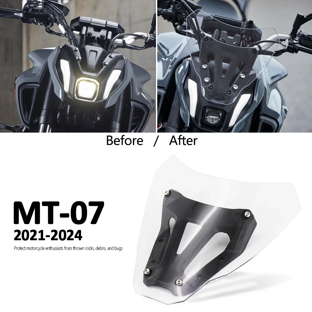 

Motorcycle WindScreen Windshield Fairing Deflector Cover Wind Deflector Visor For YAMAHA MT-07 MT07 MT 07 2021 2022 2023 2024