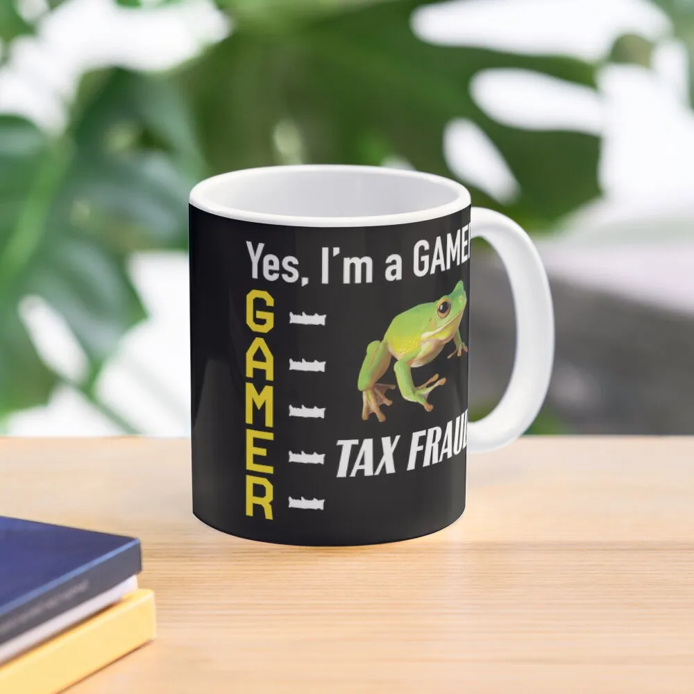 Tax Fraud Gamer Frog Classic  Mug Printed Coffee Drinkware Photo Picture Handle Round Design Cup Image Tea Simple Gifts