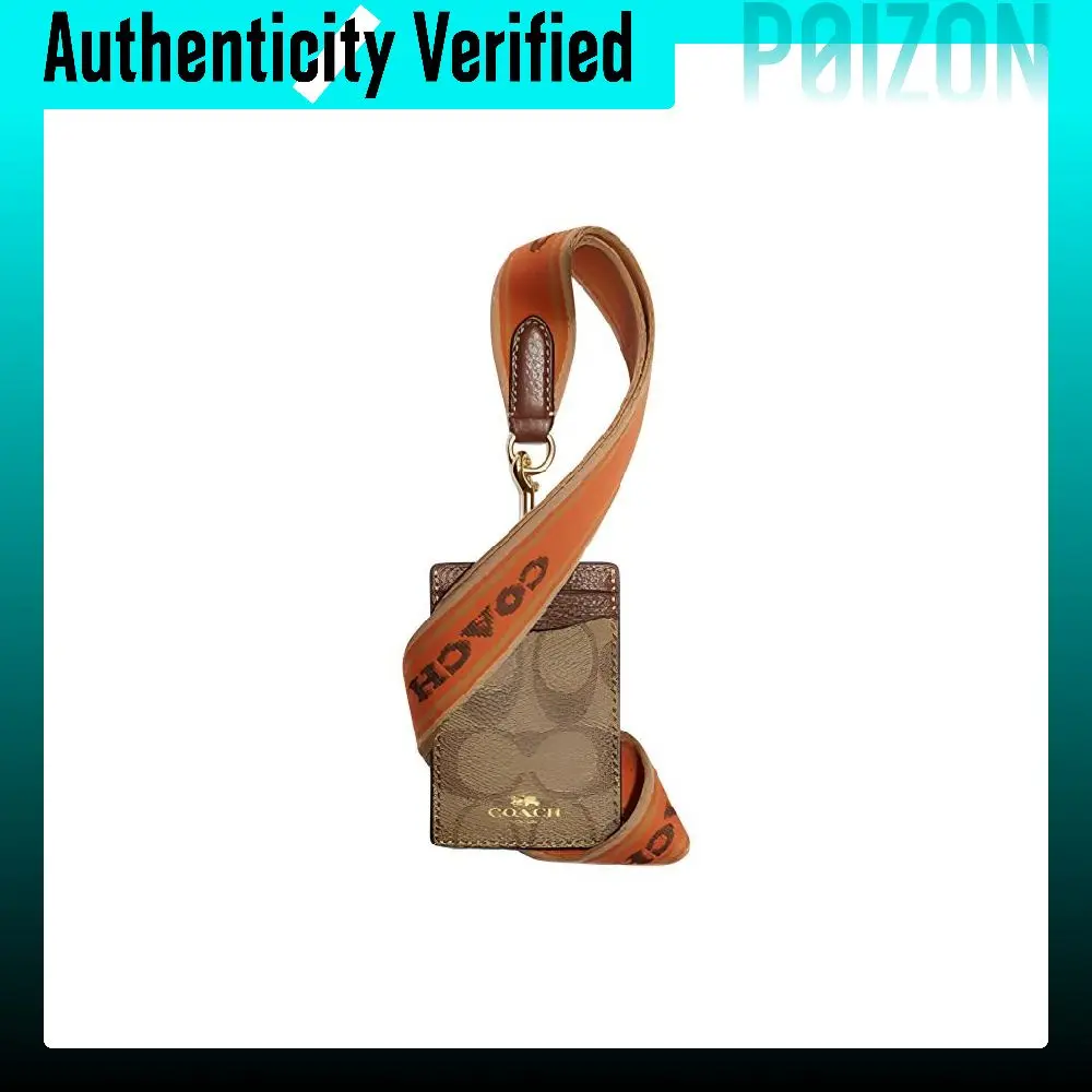 COACH Lanyard Pebbled Leather With Coated Canvas Lanyard Card Holder Card Holder Small Women's Brown CH713-IMVGM