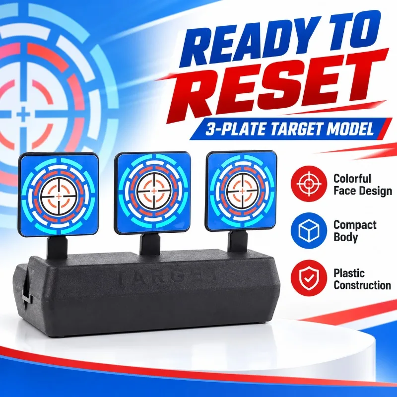 Tabletop Backyard Hobby Game Prop, 3‑Piece Auto Reset Plastic Target for Daily Practice Entertainment