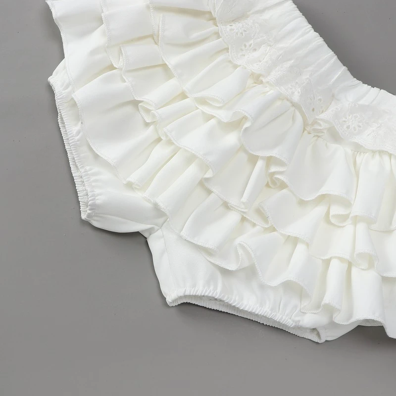 Sweet Ruffles White Skirt for Girls Summer 2024 New Bows Ballet Style High Waist Thin Short Skirt 2 To 13 Years Kids Dance Tutu