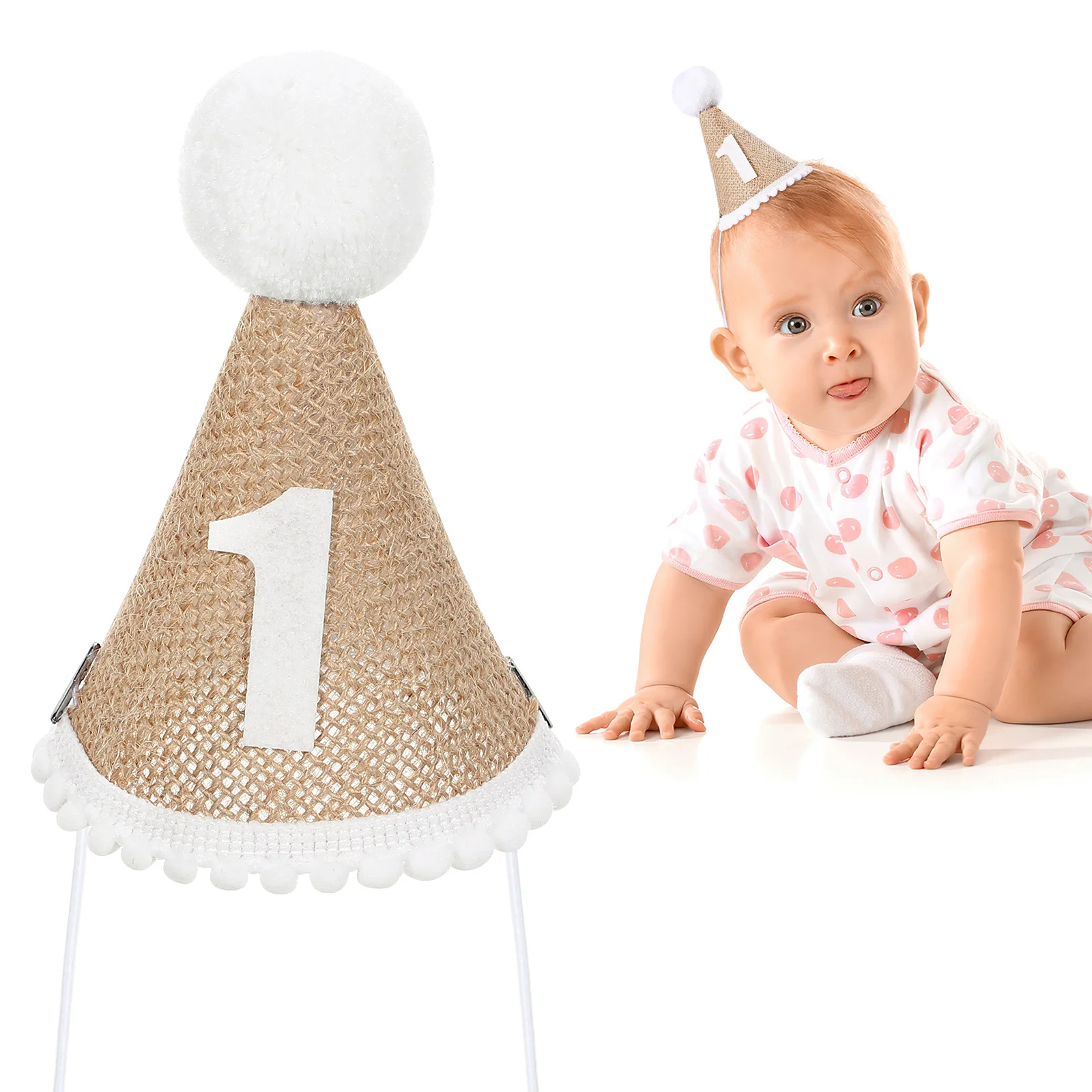 

Birthday Party Hat Children Headwear Kids Adorable Linen Hats Photo Prop Headbands