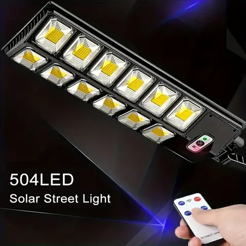 Lámpara de calle Solar LED 504, luz LED fuerte para exteriores, Sensor de movimiento de doble fila, farola de inducción de 3 modos para patio de jardín