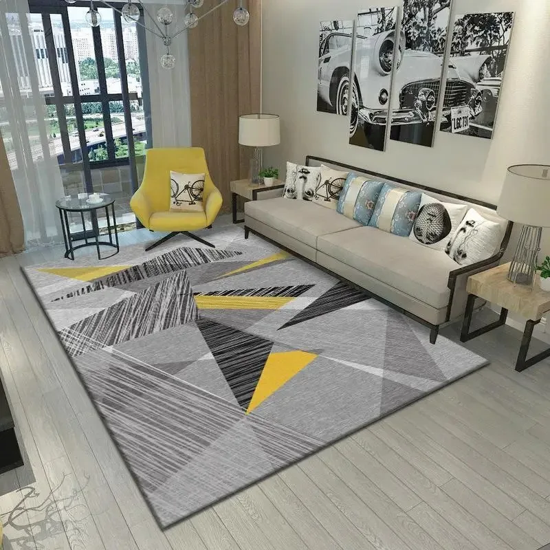 Blue‑Green Geometric Round Rug Vintage Triangle Splicing Pattern Area Carpet Modern Floor Mat Living Room Bedside Decor