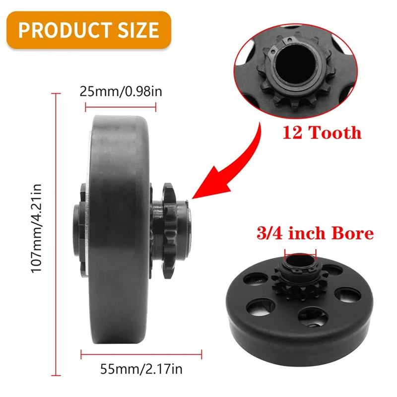 R1-Clutch 3/4 "تتحمل 12 سنًا مع 35 سلسلة دراجة Formini، Go Kart، جزازة العشب Formost 2-6.5HP أجزاء أداء المحركات الصغيرة