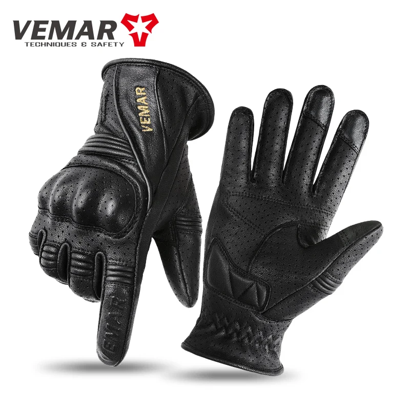 

VEMAR VE-315 Guantes Moto Sheepskin Retro Men Women Riding Leather Anti-Fall Wear-Resistant Breathable Motorcycle Gloves